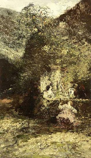 Artist Adolphe Joseph Thomas Monticelli Figures at a Fountain Norge oil painting art